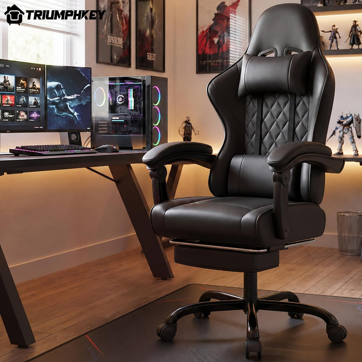 VERSAAL Sedia da Gaming Massaggiante con Poggiapiedi