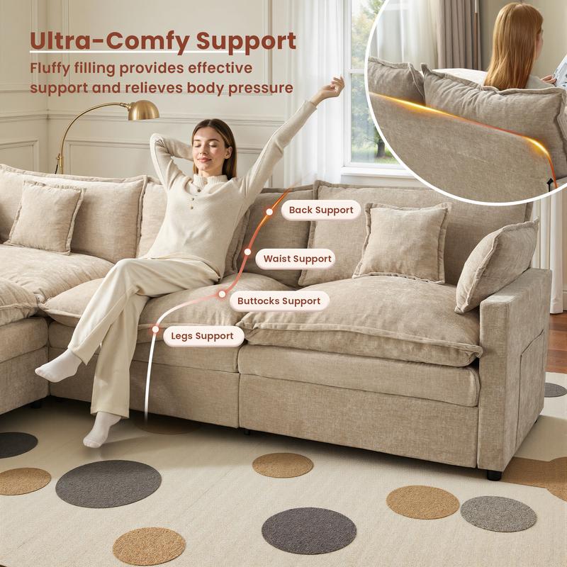 VERSAAL 5-Seater U-Shaped Modular Sofa with 2 Ottomans