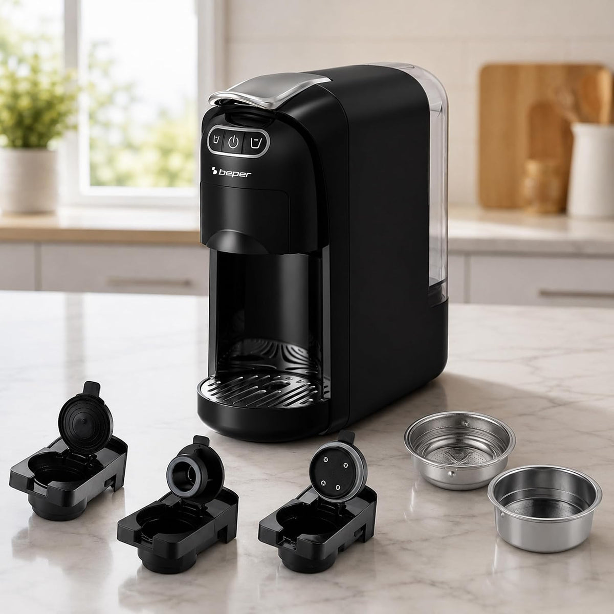 BEPER – Macchina da Caffè Espresso 4 in 1, 20 Bar, 1400W