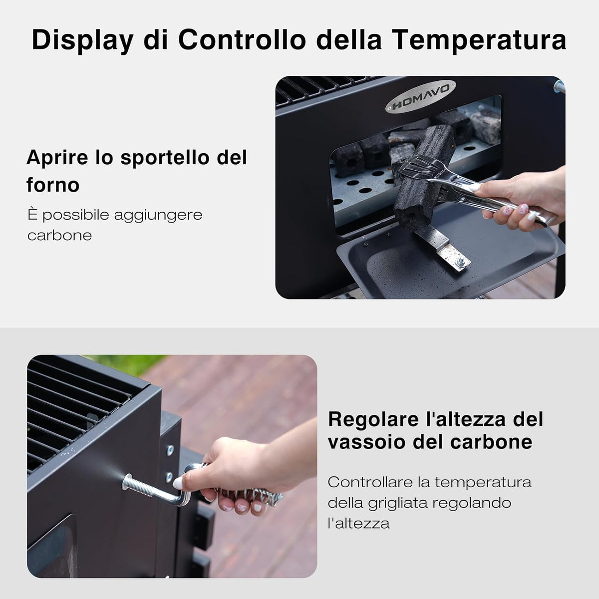 HOMAVO Barbecue a Carbone con Coperchio