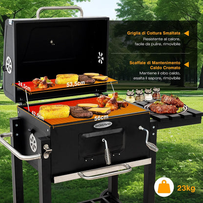 HOMAVO Barbecue a Carbone con Coperchio