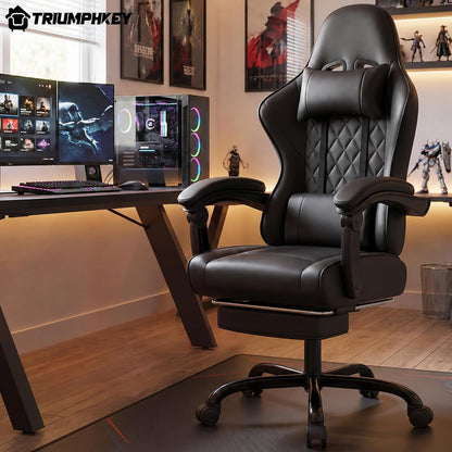 VERSAAL Sedia da Gaming Massaggiante con Poggiapiedi