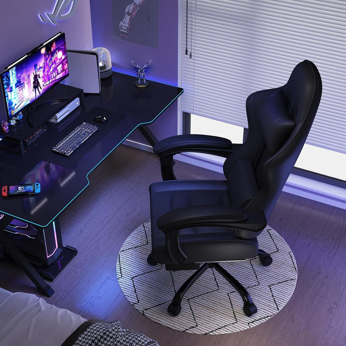 VERSAAL Sedia da Gaming Massaggiante con Poggiapiedi
