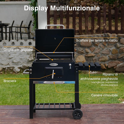 HOMAVO Barbecue a Carbone con Coperchio