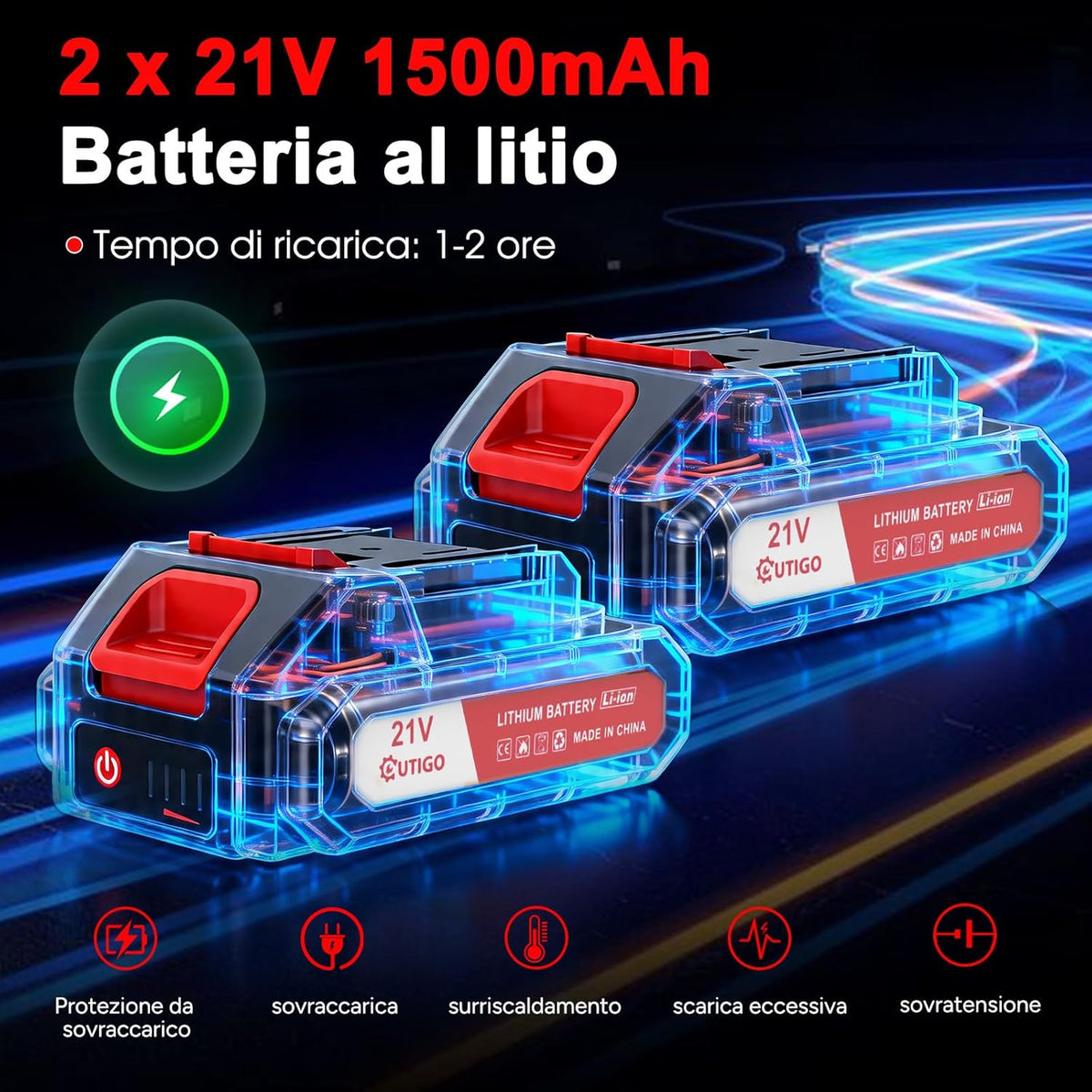 VERSAAL Tagliaerba a Batteria 21V Senza Fili