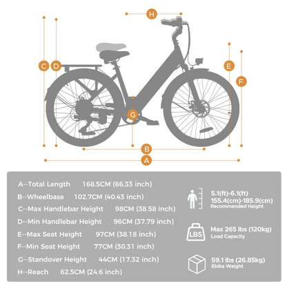 HillMiles MileCity1 – Elektrisches City-E-Bike 26 Zoll für Erwachsene