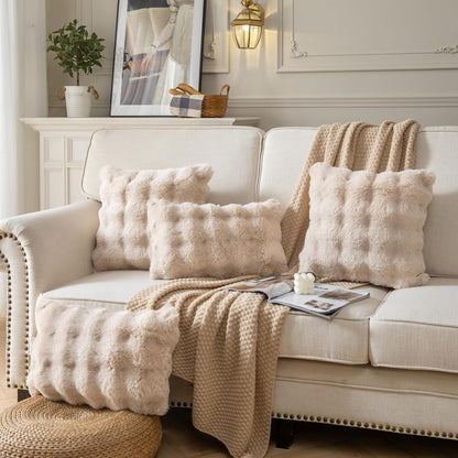 VERSAAL Pack of 2 Thick Plush Throw Pillow Covers Fluffy Wave