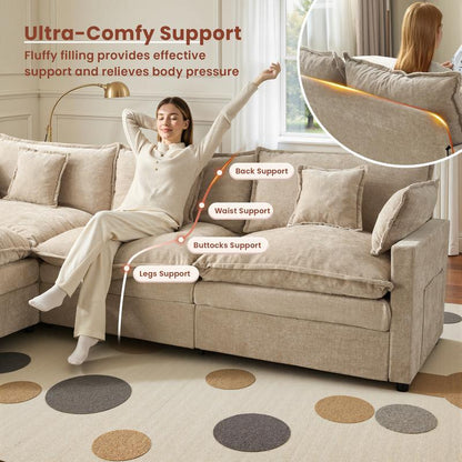 VERSAAL 5-Seater U-Shaped Modular Sofa with 2 Ottomans