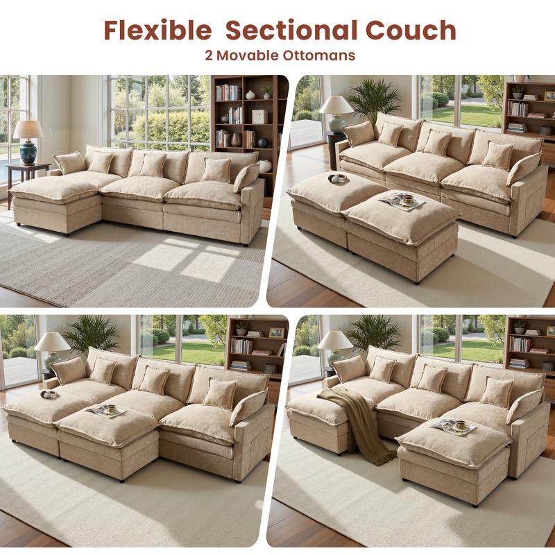VERSAAL 5-Seater U-Shaped Modular Sofa with 2 Ottomans