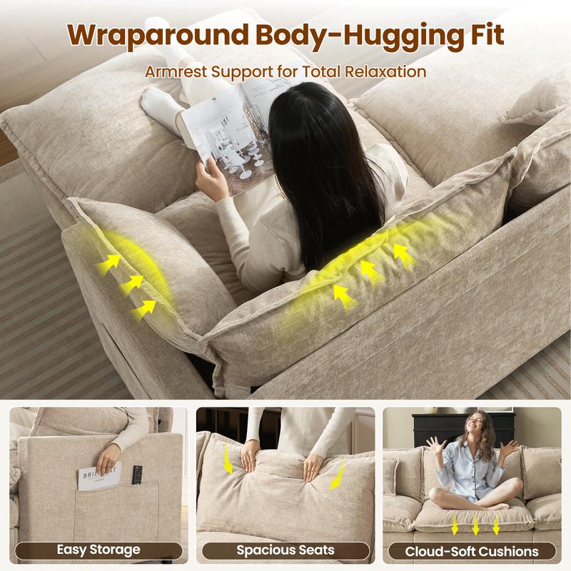 VERSAAL 5-Seater U-Shaped Modular Sofa with 2 Ottomans