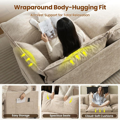 VERSAAL 5-Seater U-Shaped Modular Sofa with 2 Ottomans
