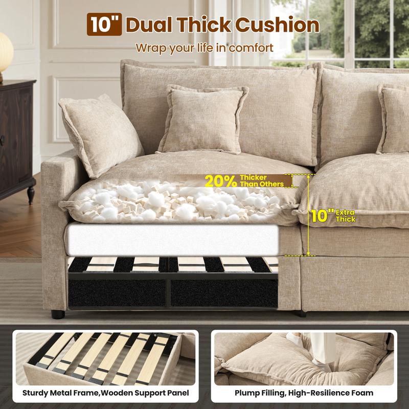 VERSAAL 5-Seater U-Shaped Modular Sofa with 2 Ottomans