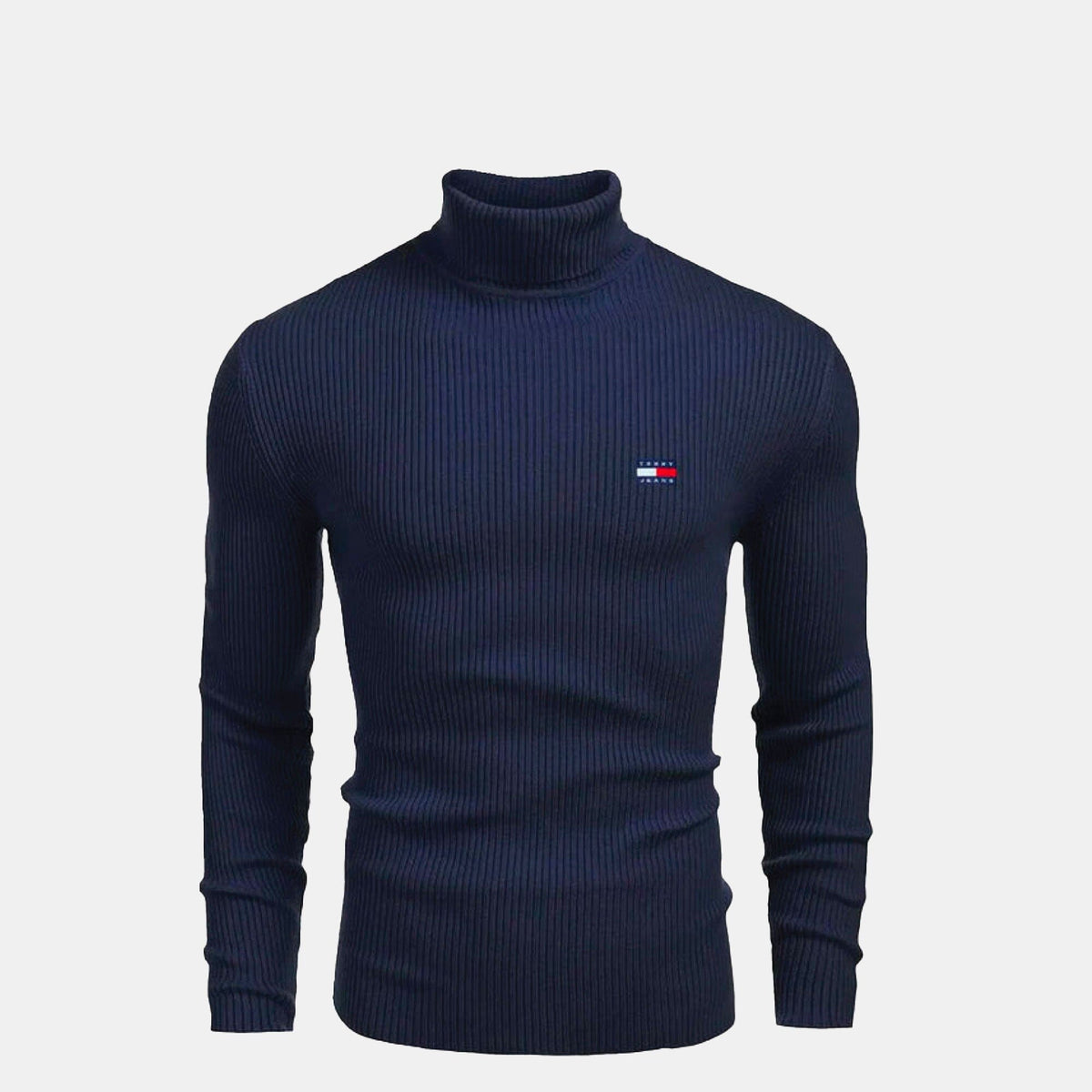 Men's Turtleneck Cable-Knit Wool Sweater Slim Fit