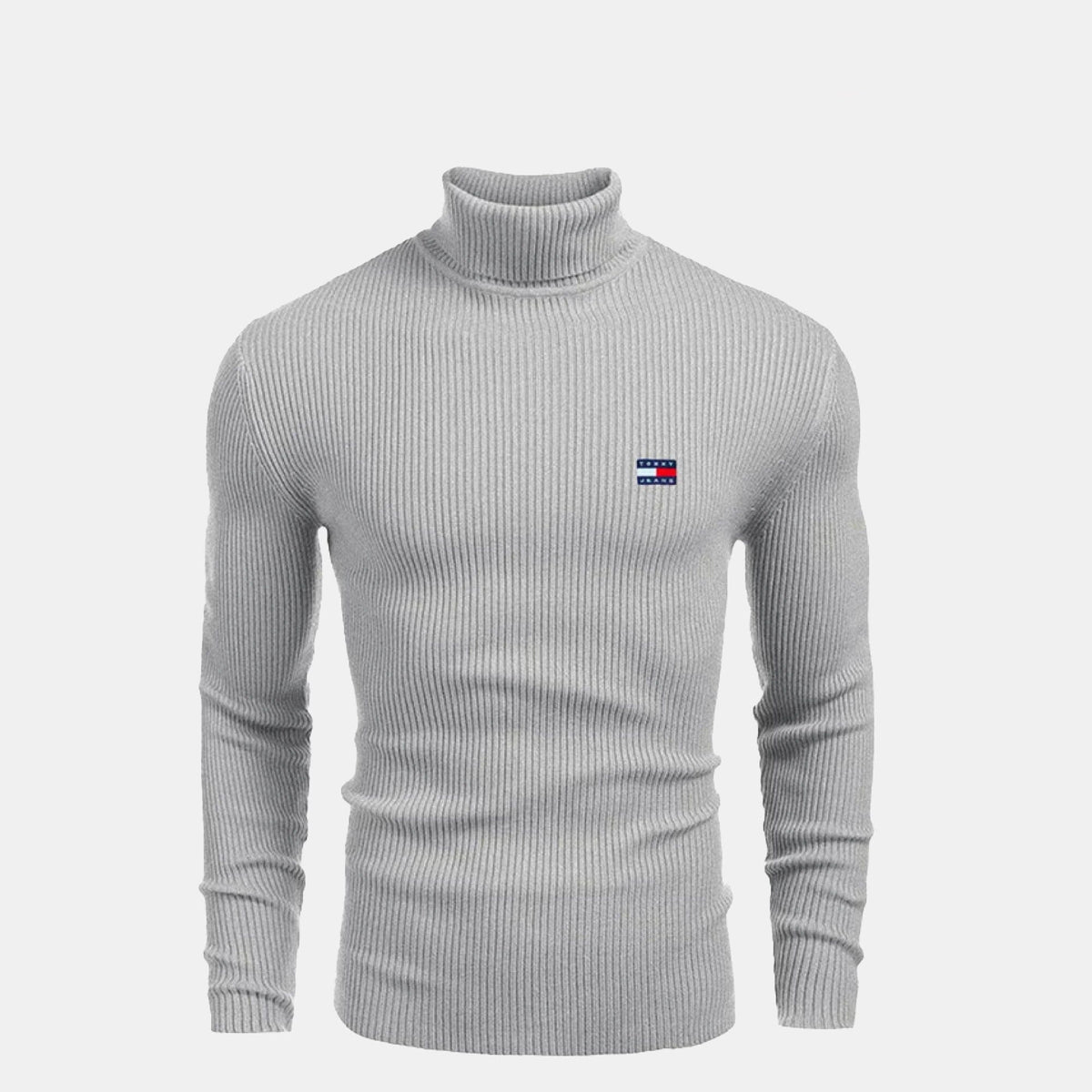 Men's Turtleneck Cable-Knit Wool Sweater Slim Fit